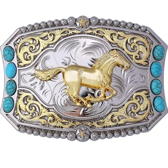 Accessories | New Horse Turquoise Gold And Silver Belt 